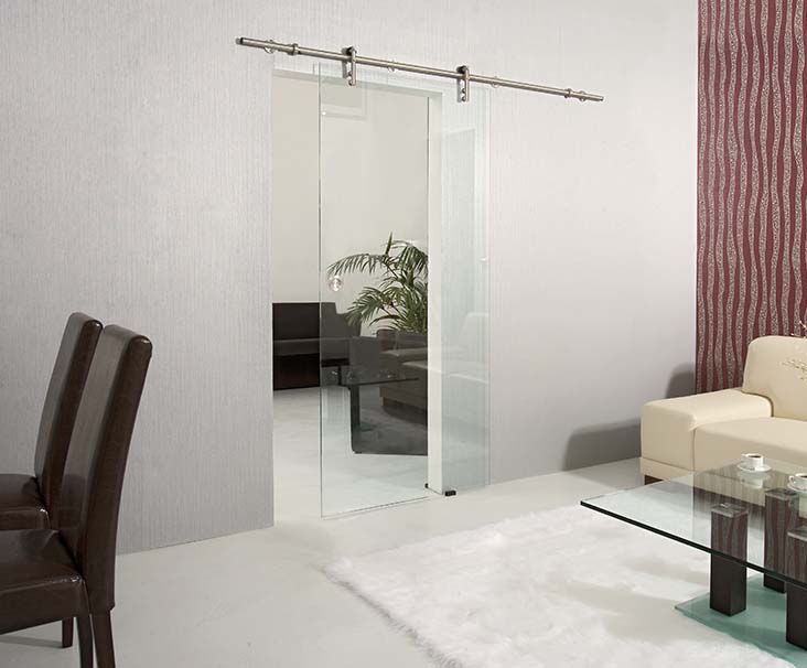 Ganzglas-Schiebetuer Light transparent